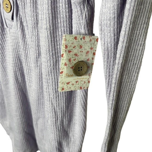 Free People Must Have Henley Top Lilac Waffle Knit - Picture 6 of 9